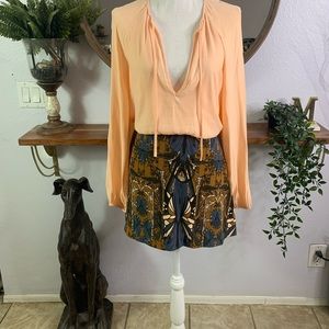 Free People Boho Tie Front Abstract Skirt Dress 4